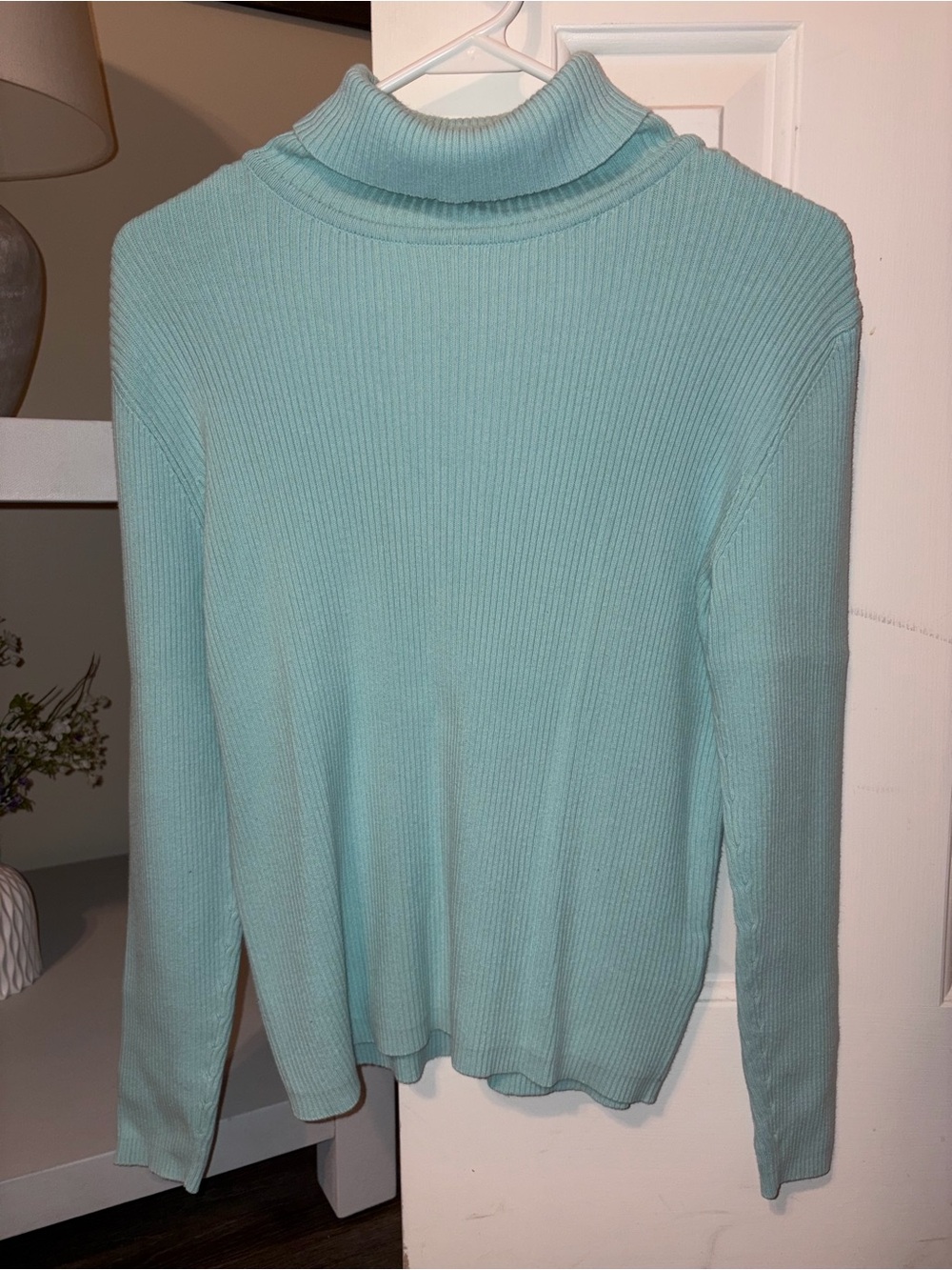 Women’s Mint Turtleneck Ribbed Sweater